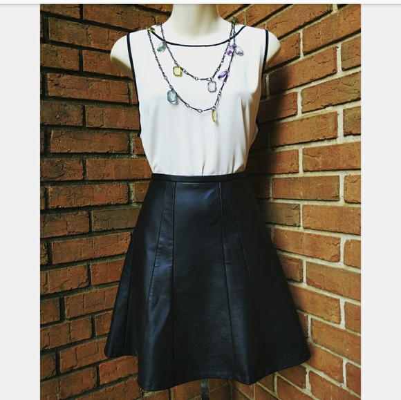 The Limited Dresses & Skirts - The Limited Skater Black Faux Leather Skirt
